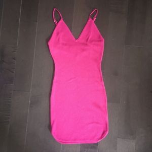 Short Ribbed Dress - Pink - Size Large